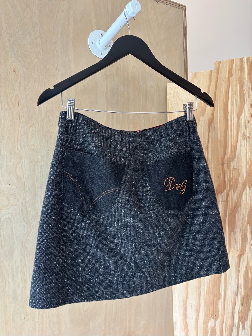 Dolce & Gabbana Wool Denim Silk Lined Mini Skirt